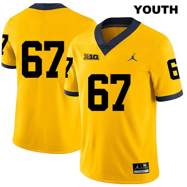 Youth NCAA Michigan Wolverines Jess Speight #67 No Name Yellow Jordan Brand Authentic Stitched Legend Football College Jersey NV25K70QE